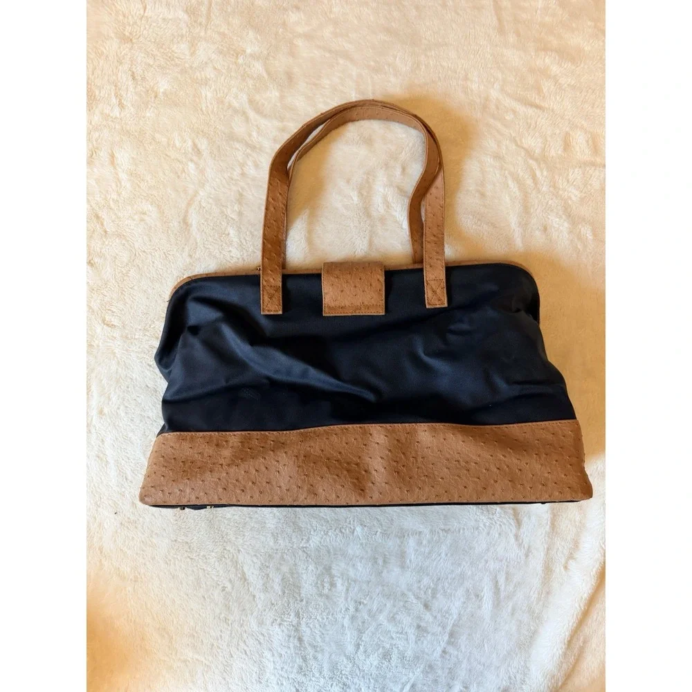 VTG Elizabeth Arden Overnight Weekender Bag Faux Leather Ostrich Y2K Old Money